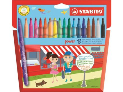 Fixky, 2 mm, STABILO "Power", 18 rôznych farieb
