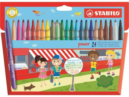 Fixky, 2 mm, STABILO "Power", 24 rôznych farieb