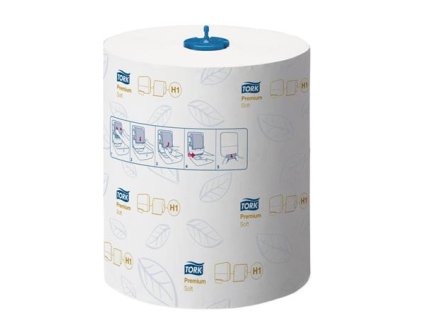 Papierové utierky, kotúčové, 2-vrstvové, H1 systém, Premium, TORK "Matic® Soft", biela