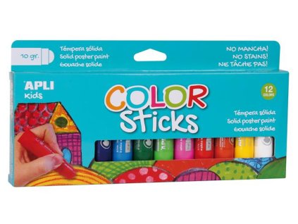 Temperové tyčinky, sada, APLI Kids "Color Sticks", 12 rôznych farieb