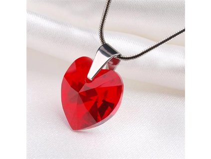 Retiazka, prívesok v tvare srdiečka, s light siam červeným krištáľom SWAROVSKI®, 18 mm, ART CRYSTELLA®