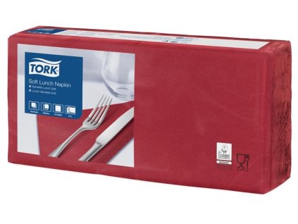 Servítky, 1/4 ohyb, 3-vrstvové, 32,5x32,8 cm, Advanced, TORK "Soft Lunch", bordová
