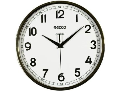 Nástenné hodiny, 24,5 cm,  SECCO, rám chrómovej farby