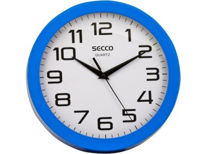 Nástenné hodiny, 24,5 cm, modrý rám, SECCO "Sweep second"
