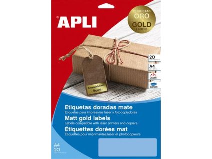Etikety, k laserovým tlačiarňam a kopírovacím strojom,63,5x29,6 mm, APLI,  matné, v zlatej farbe, 540 etikiet/balenie