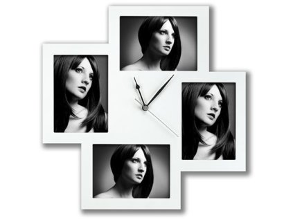 Kolážový rám s hodinami "Bergamo", biely