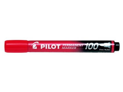 Permanentný popisovač, 1 mm, kužeľový, PILOT "Permanent Marker 100", červená