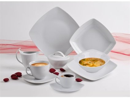 Miska na polievku, porcelán, hranatá , 17 cm, 6 ks, ROTBERG, "Quadrate", biela