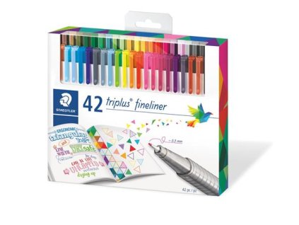 Liner, sada, 0,3 mm, STAEDTLER "Triplus 334", 42 rôznych farieb