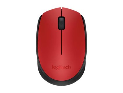 Myš, bezdrôtová, optická, stredná veľkosť, USB, LOGITECH "M171", červená