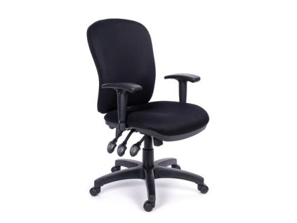 Kancelárska stolička, nastaviteľné opierky rúk, čierne čalúnenie, čierny podstavec, MAYAH "Super Comfort"
