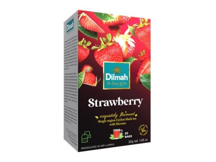 Čierny čaj, 20x1,5g, DILMAH, s vôňou jahôd