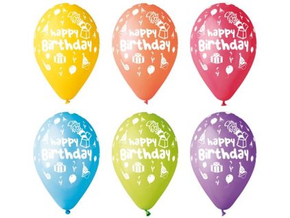 Balón, 30 cm, "Happy Birthday", šašo