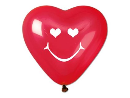 Balón, 40 cm, srdiečko, smiley, červený