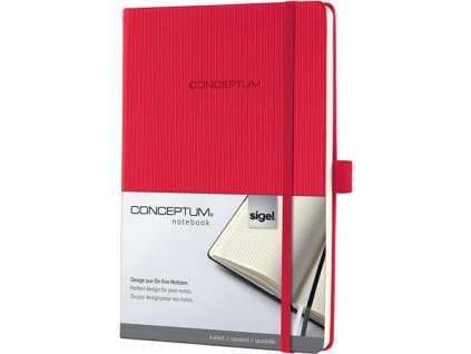 Zápisník, exkluzívny, A5, štvorčekový, 97 strán, tvrdá obálka, SIGEL "Conceptum", červená