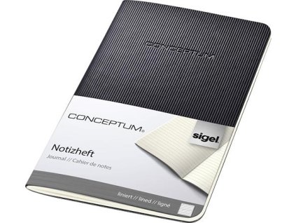 Zošit, exkluzívny, A6, linajkový, 32 listov, mäkká obálka, SIGEL "Conceptum", čierna
