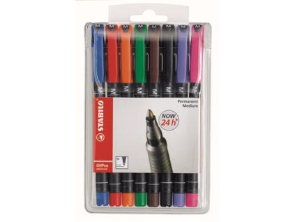 Permanentný popisovač, 1 mm, STABILO "OHPen M",  8 rôznych farieb
