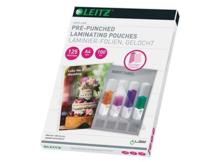 Laminovacia fólia, 125 mikr., A4, lesklá, s eurodierovaním, LEITZ "Standard"