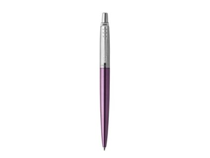 Guľôčkové pero, 0,7 mm, strieborný klip, fialové telo pera, PARKER, "Royal Jotter", modrá