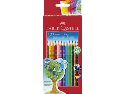 Farebné ceruzky, sada, trojhranný tvar, FABER-CASTELL "Grip 2001", 12 rôznych farieb