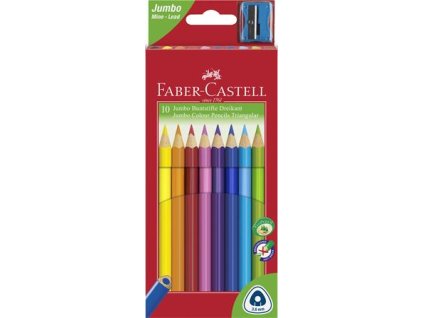 Farebné ceruzky, sada, trojhranný tvar, FABER-CASTELL "Jumbo", 10 rôznych farieb