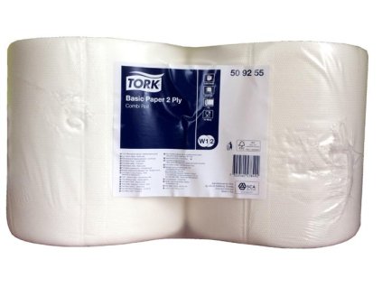 Papierová utierka v kotúči, priemer: 25 cm, 2-vrstvová, W2 systém, TORK, biela