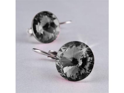 Náušnice, francúzsky háčik, s Black Diamond krištáľom SWAROVSKI®, 12 mm, ART CRYSTELLA®