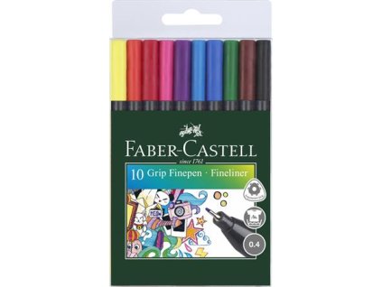 Linery, sada, 0,4 mm, FABER-CASTELL "Grip", 10 rôznych farieb