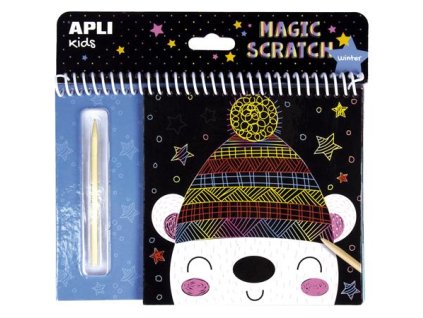 Škrabací zošit, APLI Kids "Magic Scratch", zimné radovánky