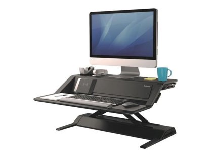 Pracovná stanica k práci v sede/stoji, FELLOWES, "Lotus™ DX", čierna