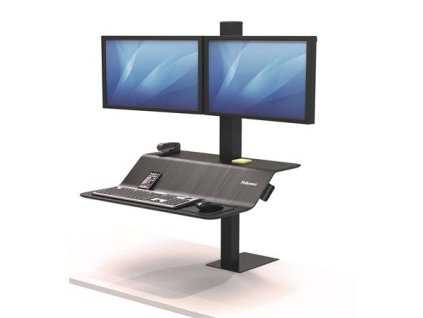 Pracovná stanica k práci v sede/stoji, FELLOWES, "Lotus™ VE", pre 2 monitory