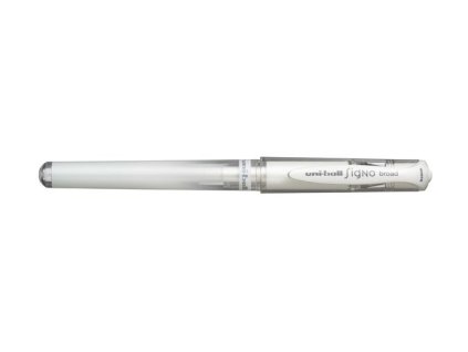 Gélové pero, 0,6 mm, s vrchnákom, UNI, "UM-153 Signo Broad", biele
