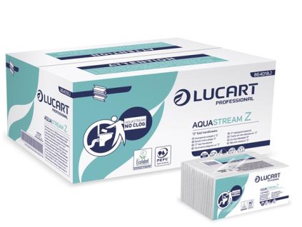 Papierové utierky, Z ohyb, dvojvrstvové, LUCART "Aquastream", biela