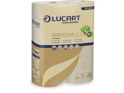 Toaletný papier, 3-vrstvový, malý kotúč, 27,5 m, LUCART "EcoNatural 6.3", hnedá
