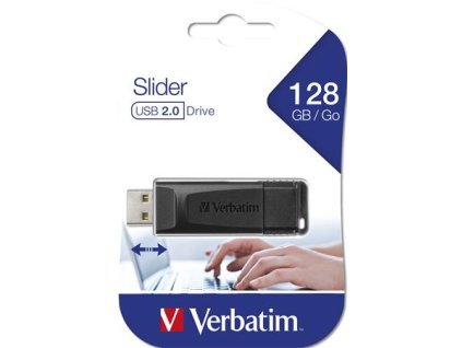 USB kľúč, 128GB, USB 2.0, VERBATIM "Slider", čierny