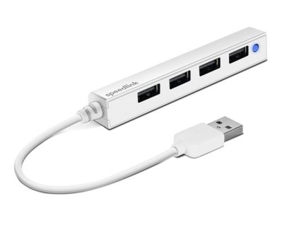 USB HUB, 4 porty, USB 2.0, SPEEDLINK "Snappy Slim" biela