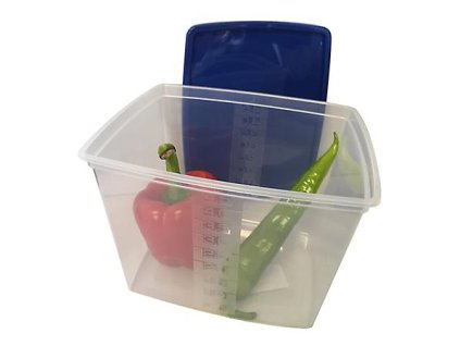 Dóza na potraviny + veko, hranatá, plastová, 2 ks set, 4,5 l (235 x 190 x 137 mm)