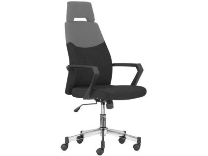 Kancelárska stolička, chrómová ružica, opierka hlavy,  "STERLING", čierna-sivá