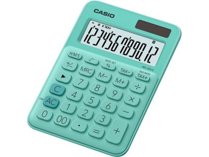 Kalkulačka, stolová, 12 miestny displej, CASIO, "MS 20 UC", zelená