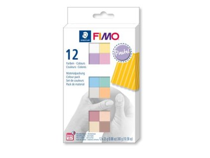 Modelovacia hmota, sada, 12x25 g, na vypálenie, FIMO "Soft Pastel", 12 rôznych farieb