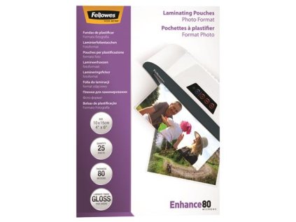 Laminovacia fólia za tepla, 80 mikr., 100x150 mm, lesklá, 25 ks, FELLOWES