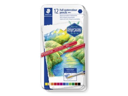 Akvarelové ceruzky, sada, v plechovej krabičke, šesťhranné, STAEDTLER® "146 10G", 12 rôznych farieb