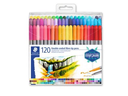 Fixky, sada, 0,8/3,0 mm, obojstranné, STAEDTLER "3200", 120 rôznych farieb