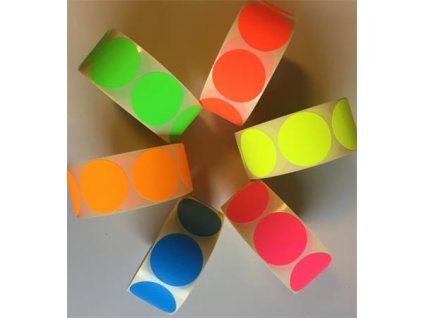 Etikety, 38 mm, okrúhle, 1000 etikiet/kotúč, fluo červená