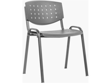 Konferenčná stolička, plastová s dierkami,"TAURUS", tmavosivá
