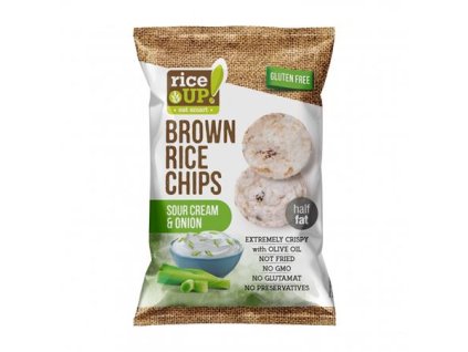 Ryžové chipsy, 60 g, RICE UP, smotana s cibuľou