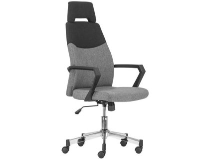 Kancelárska stolička, chrómová ružica, opierka hlavy, "STERLING", sivá-čierna