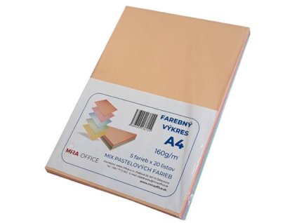 Farebný výkres, A4, 160 g, 5 rôznych pastelových farieb