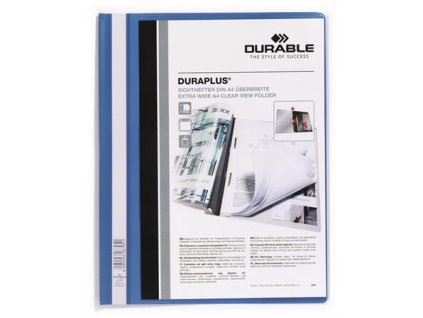 Rýchloviazač, A4, široký, priehľadné vrecko, DURABLE "DURAPLUS®", modrý