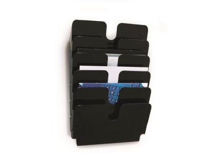 Stojan na prospekty, nástenný, horizontálny, A4, DURABLE "FLEXIPLUS 6", čierna